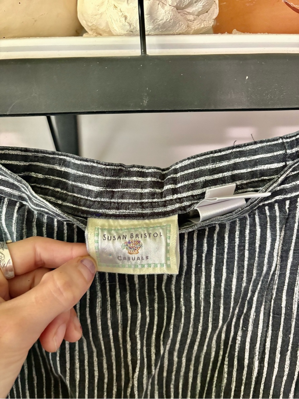 Susan Bristol Black & White Striped Circle Skirt - Picture 2 of 3